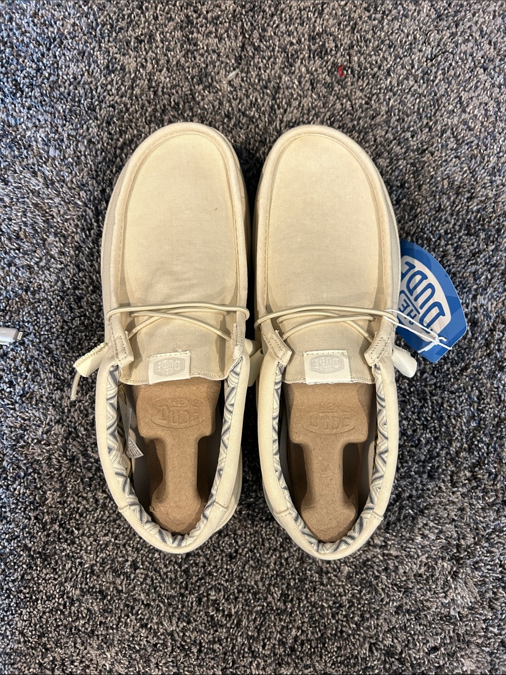 Hey Dude Men’s Cream Canvas Slip-On Boat Shoes